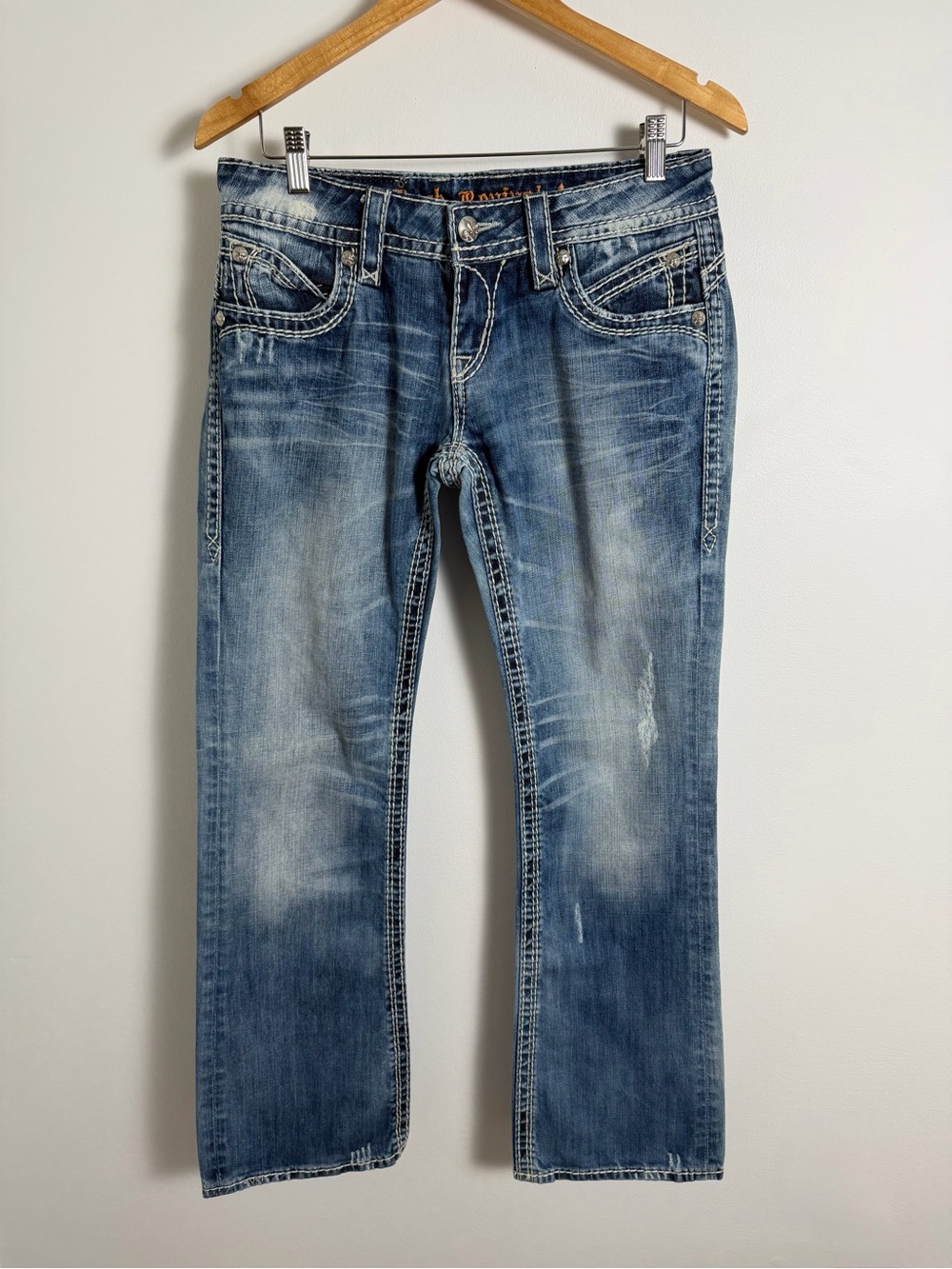 Rock Revival Becky Boot Jeans Size 29 Y2K Embroidered Flap Pocket